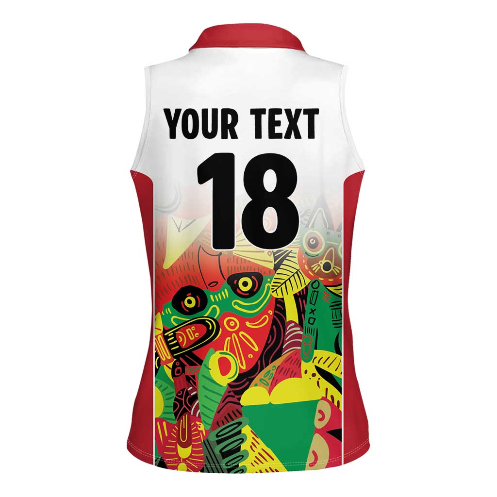 Custom Guyana Football Women Sleeveless Polo Shirt Golden Jaguars Spirit - White - Wonder Print Shop