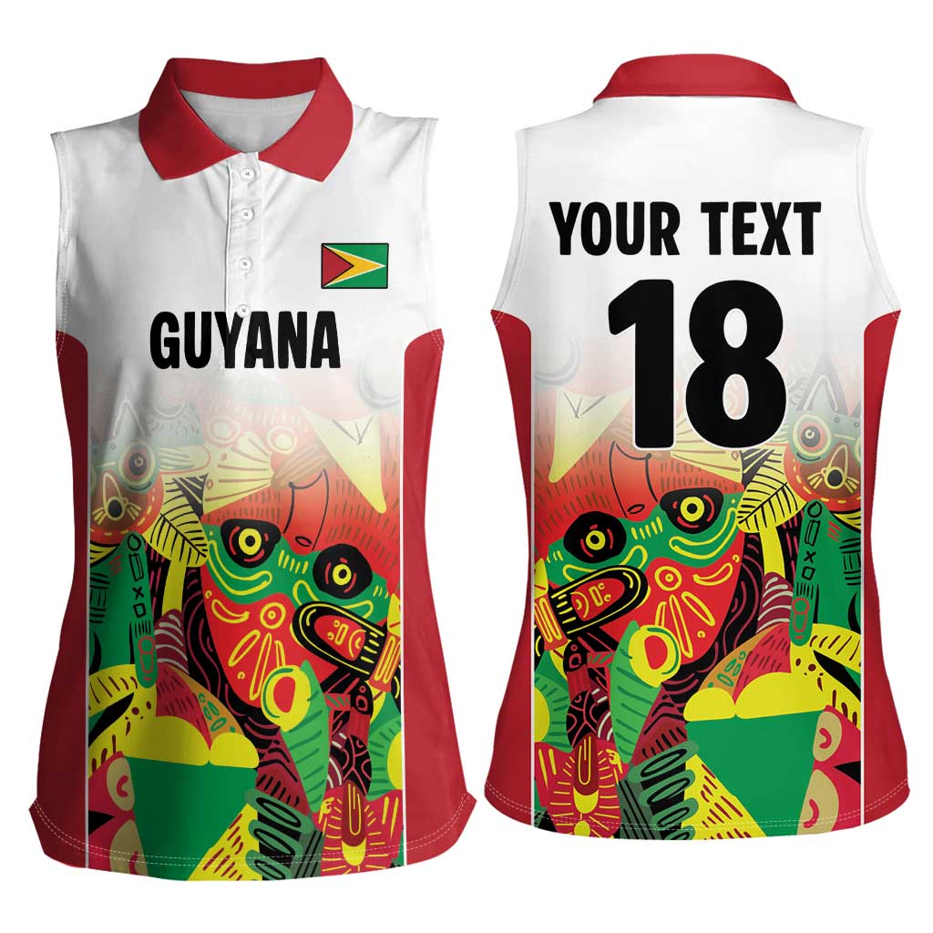 Custom Guyana Football Women Sleeveless Polo Shirt Golden Jaguars Spirit - White - Wonder Print Shop