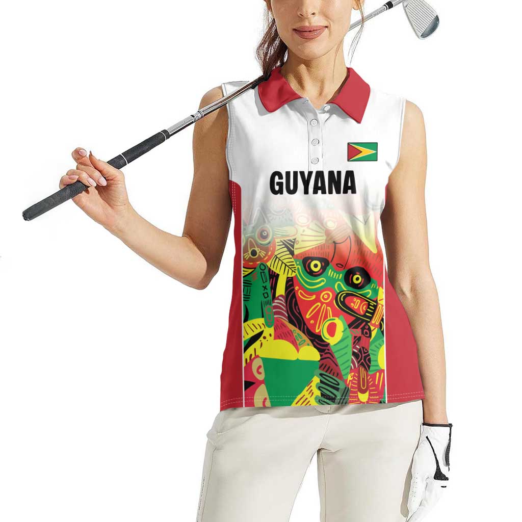 Custom Guyana Football Women Sleeveless Polo Shirt Golden Jaguars Spirit - White - Wonder Print Shop