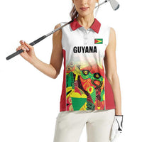 Custom Guyana Football Women Sleeveless Polo Shirt Golden Jaguars Spirit - White - Wonder Print Shop
