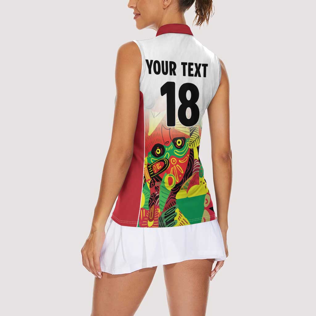 Custom Guyana Football Women Sleeveless Polo Shirt Golden Jaguars Spirit - White - Wonder Print Shop