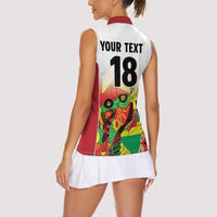 Custom Guyana Football Women Sleeveless Polo Shirt Golden Jaguars Spirit - White - Wonder Print Shop