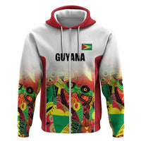 Custom Guyana Football Zip Hoodie Golden Jaguars Spirit - White - Wonder Print Shop