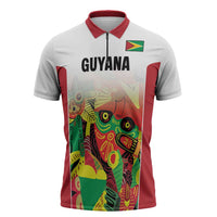 Custom Guyana Football Zipper Polo Shirt Golden Jaguars Spirit - White - Wonder Print Shop