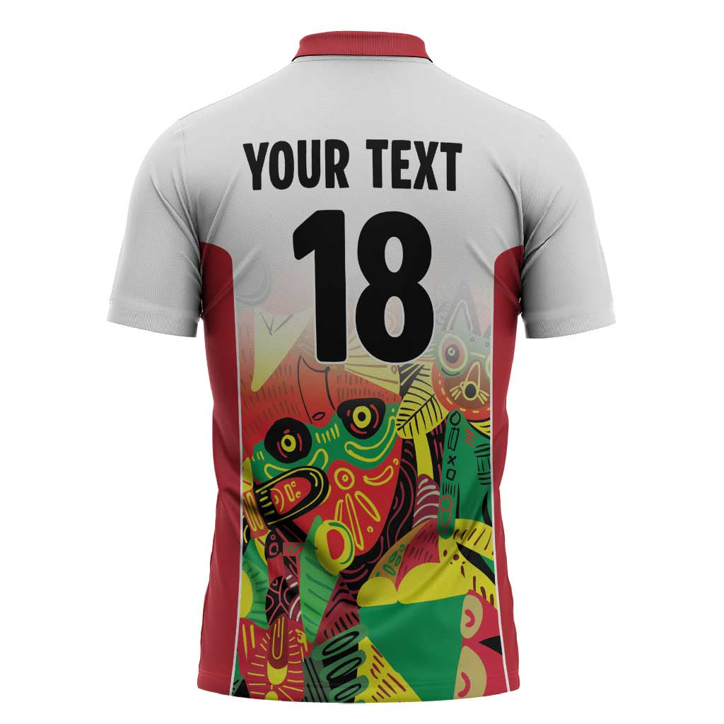 Custom Guyana Football Zipper Polo Shirt Golden Jaguars Spirit - White - Wonder Print Shop