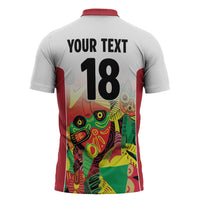 Custom Guyana Football Zipper Polo Shirt Golden Jaguars Spirit - White - Wonder Print Shop