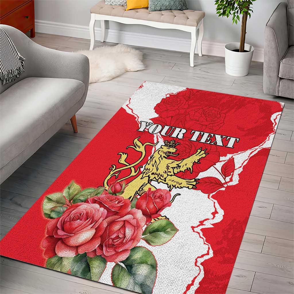Personalized Luxembourg Goldcrest Regulus Area Rug Red Roses - Wonder Print Shop