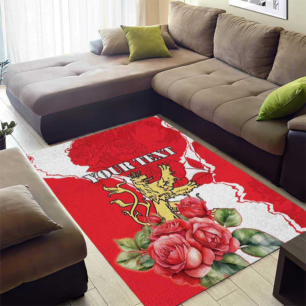 Personalized Luxembourg Goldcrest Regulus Area Rug Red Roses - Wonder Print Shop