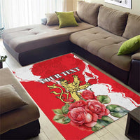Personalized Luxembourg Goldcrest Regulus Area Rug Red Roses - Wonder Print Shop