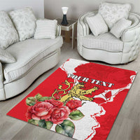 Personalized Luxembourg Goldcrest Regulus Area Rug Red Roses - Wonder Print Shop