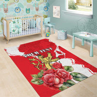 Personalized Luxembourg Goldcrest Regulus Area Rug Red Roses - Wonder Print Shop