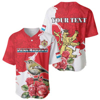 Personalized Luxembourg Goldcrest Regulus Baseball Jersey Red Roses - Wonder Print Shop
