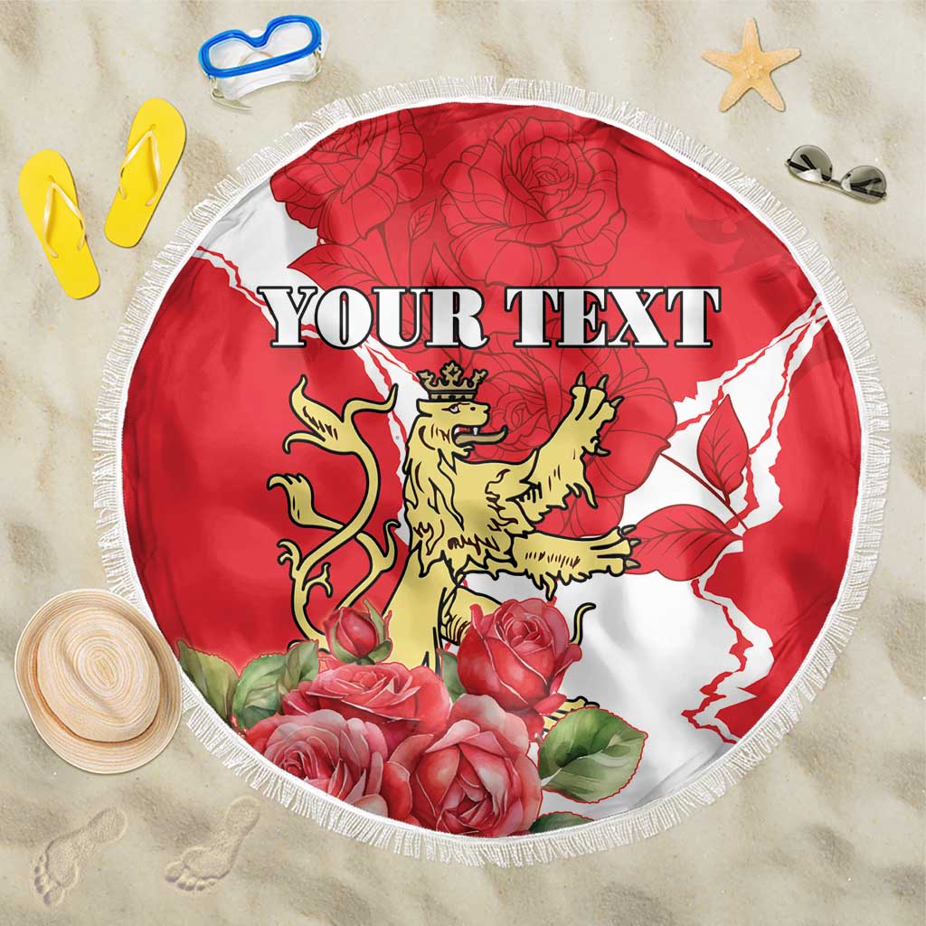 Personalized Luxembourg Goldcrest Regulus Beach Blanket Red Roses - Wonder Print Shop