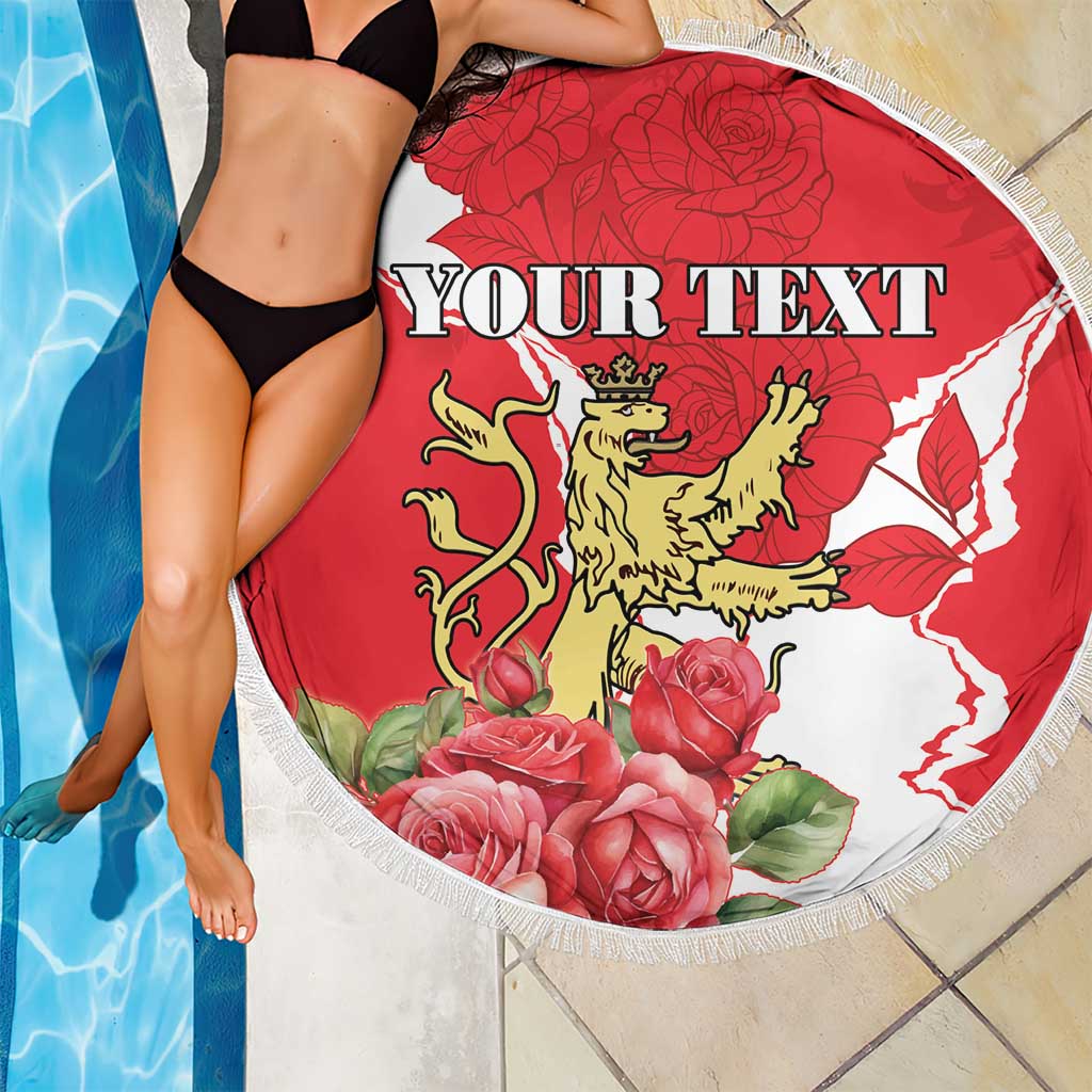 Personalized Luxembourg Goldcrest Regulus Beach Blanket Red Roses - Wonder Print Shop