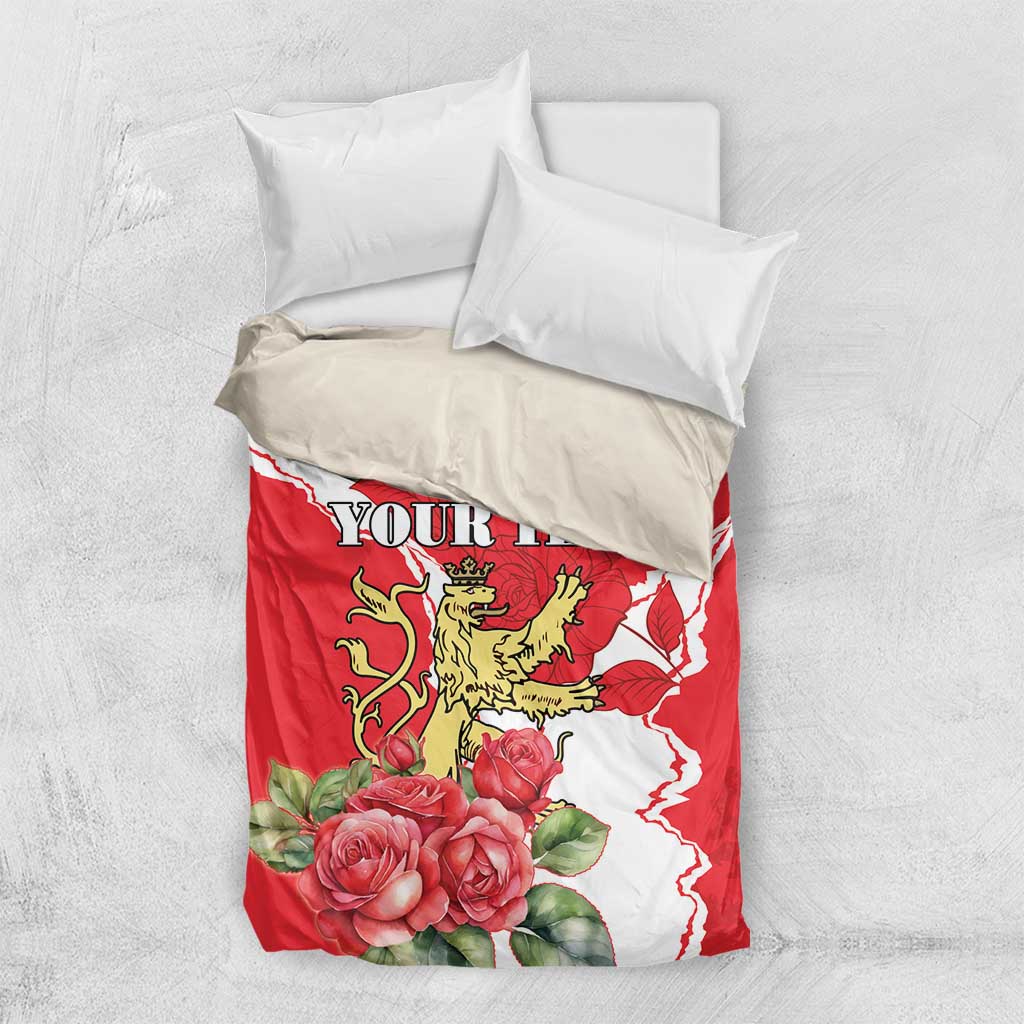 Personalized Luxembourg Goldcrest Regulus Bedding Set Red Roses - Wonder Print Shop