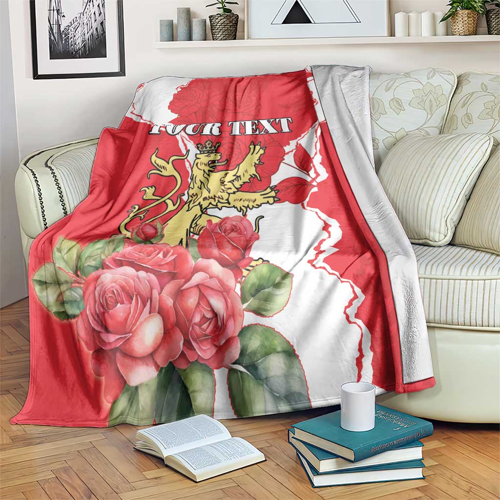 Personalized Luxembourg Goldcrest Regulus Blanket Red Roses