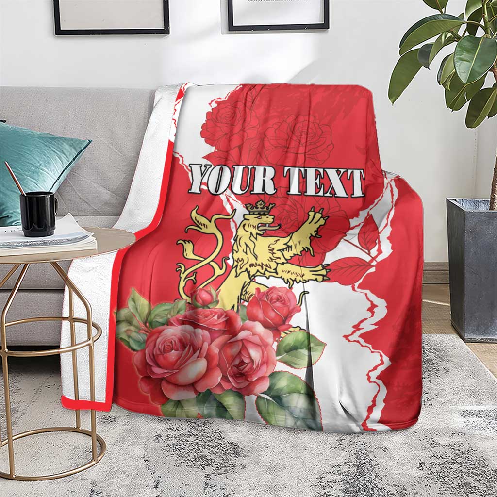 Personalized Luxembourg Goldcrest Regulus Blanket Red Roses