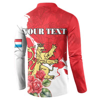 Personalized Luxembourg Goldcrest Regulus Button Sweatshirt Red Roses - Wonder Print Shop