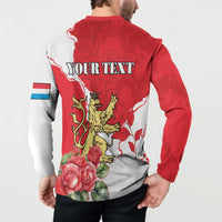 Personalized Luxembourg Goldcrest Regulus Button Sweatshirt Red Roses - Wonder Print Shop