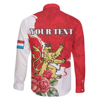 Personalized Luxembourg Goldcrest Regulus Family Matching Off The Shoulder Long Sleeve Dress and Hawaiian Shirt Red Roses - Wonder Print Shop