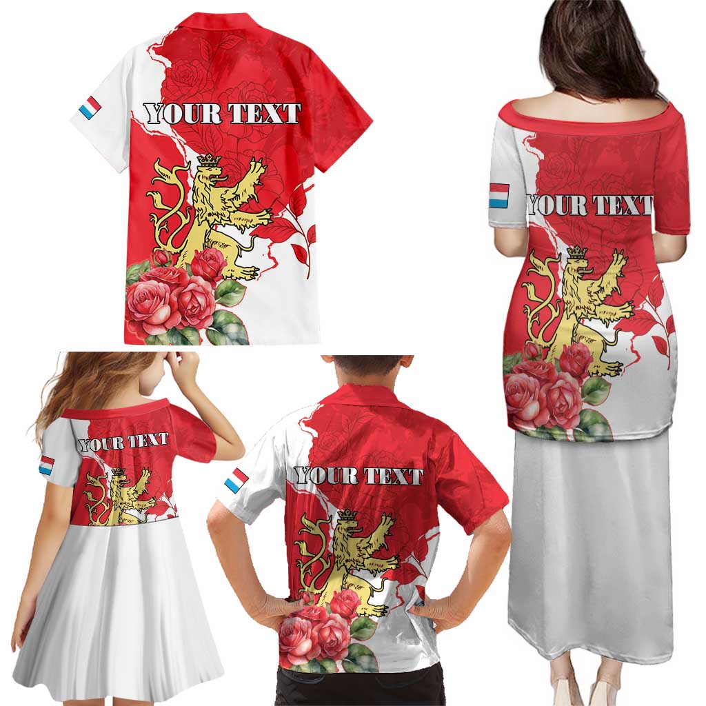 Personalized Luxembourg Goldcrest Regulus Family Matching Puletasi and Hawaiian Shirt Red Roses - Wonder Print Shop