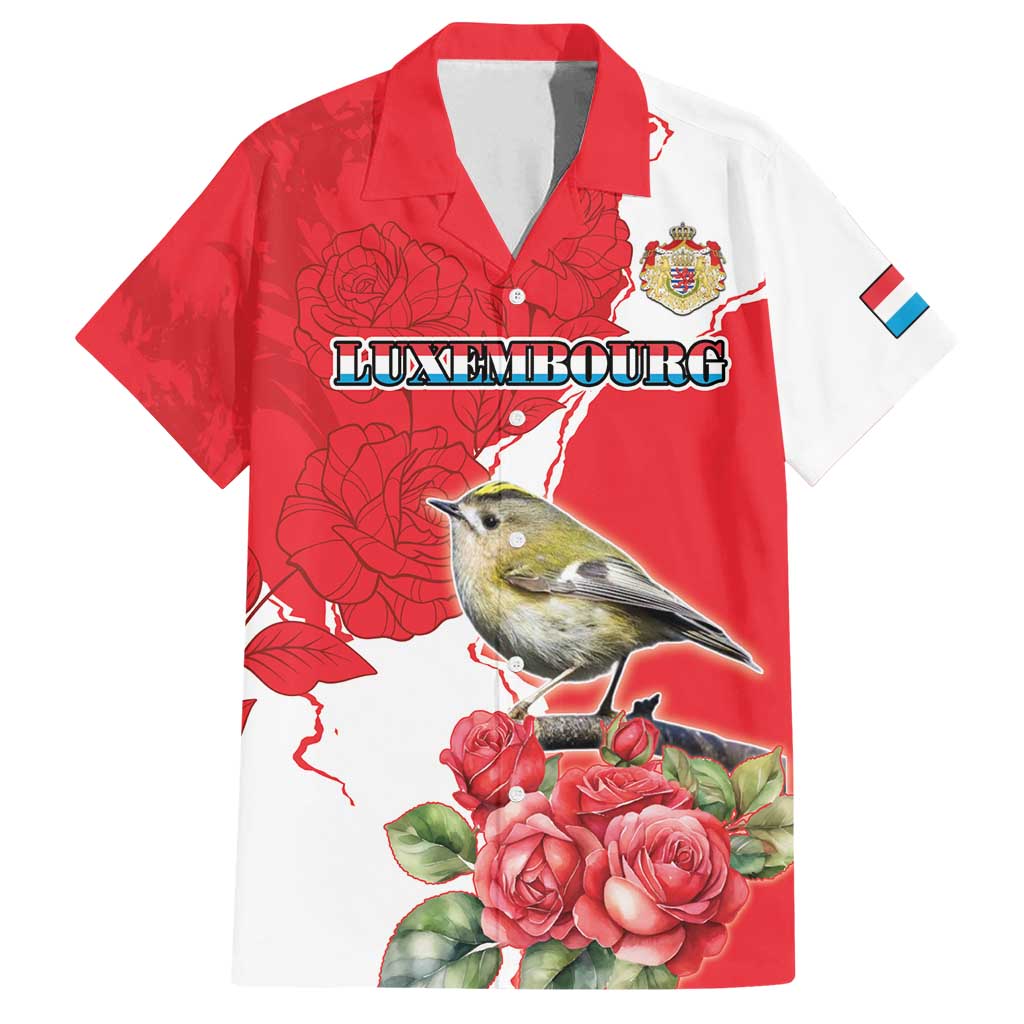 Personalized Luxembourg Goldcrest Regulus Family Matching Puletasi and Hawaiian Shirt Red Roses - Wonder Print Shop