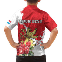 Personalized Luxembourg Goldcrest Regulus Family Matching Short Sleeve Bodycon Dress and Hawaiian Shirt Red Roses - Wonder Print Shop