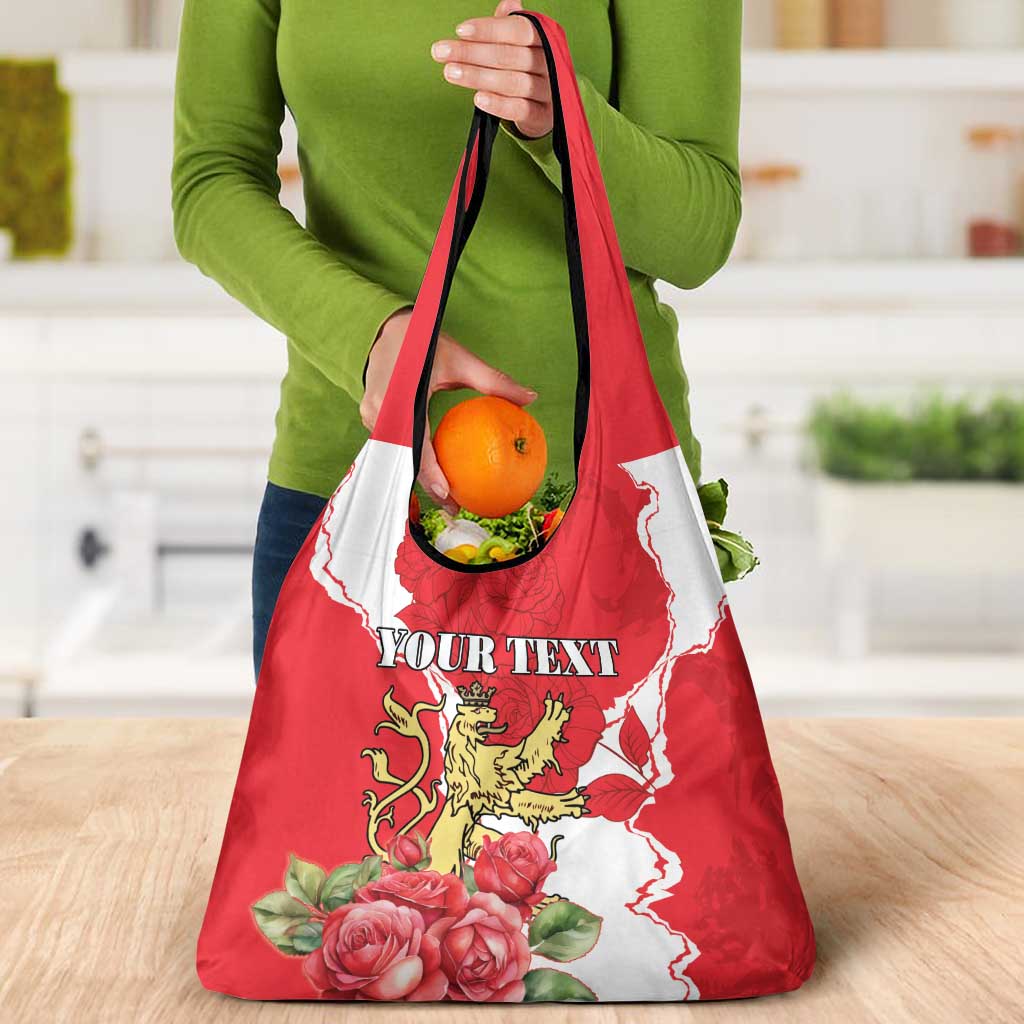 Personalized Luxembourg Goldcrest Regulus Grocery Bag Red Roses