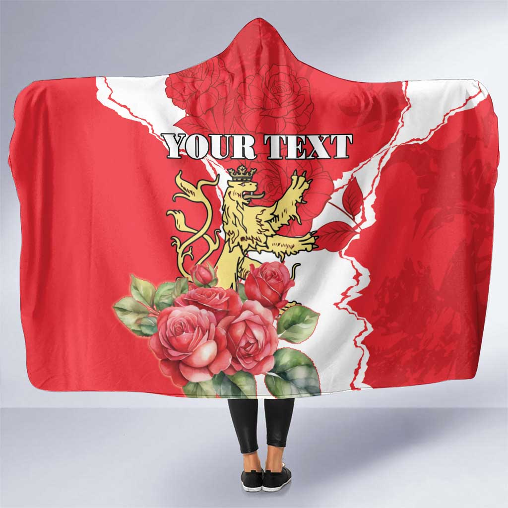 Personalized Luxembourg Goldcrest Regulus Hooded Blanket Red Roses