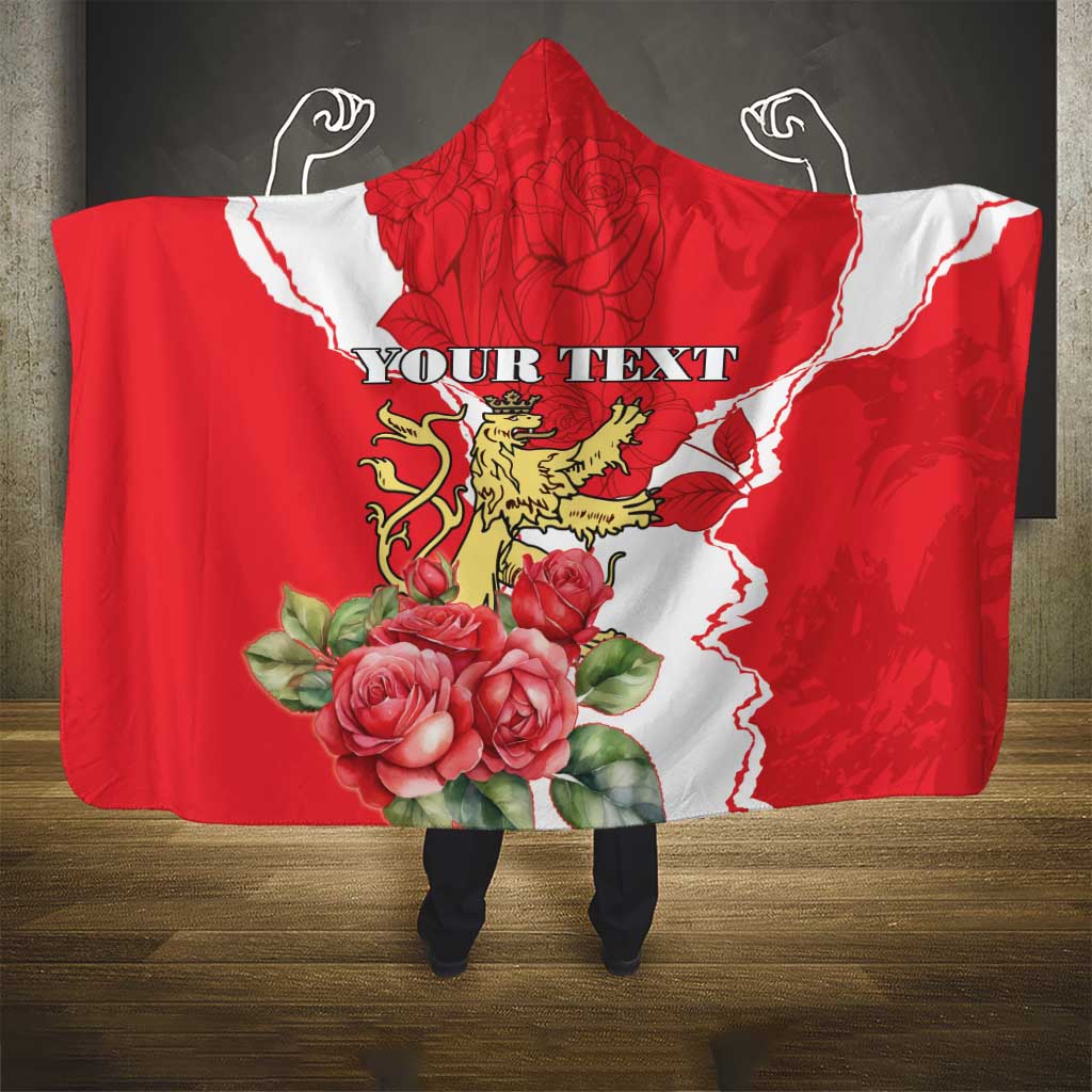 Personalized Luxembourg Goldcrest Regulus Hooded Blanket Red Roses