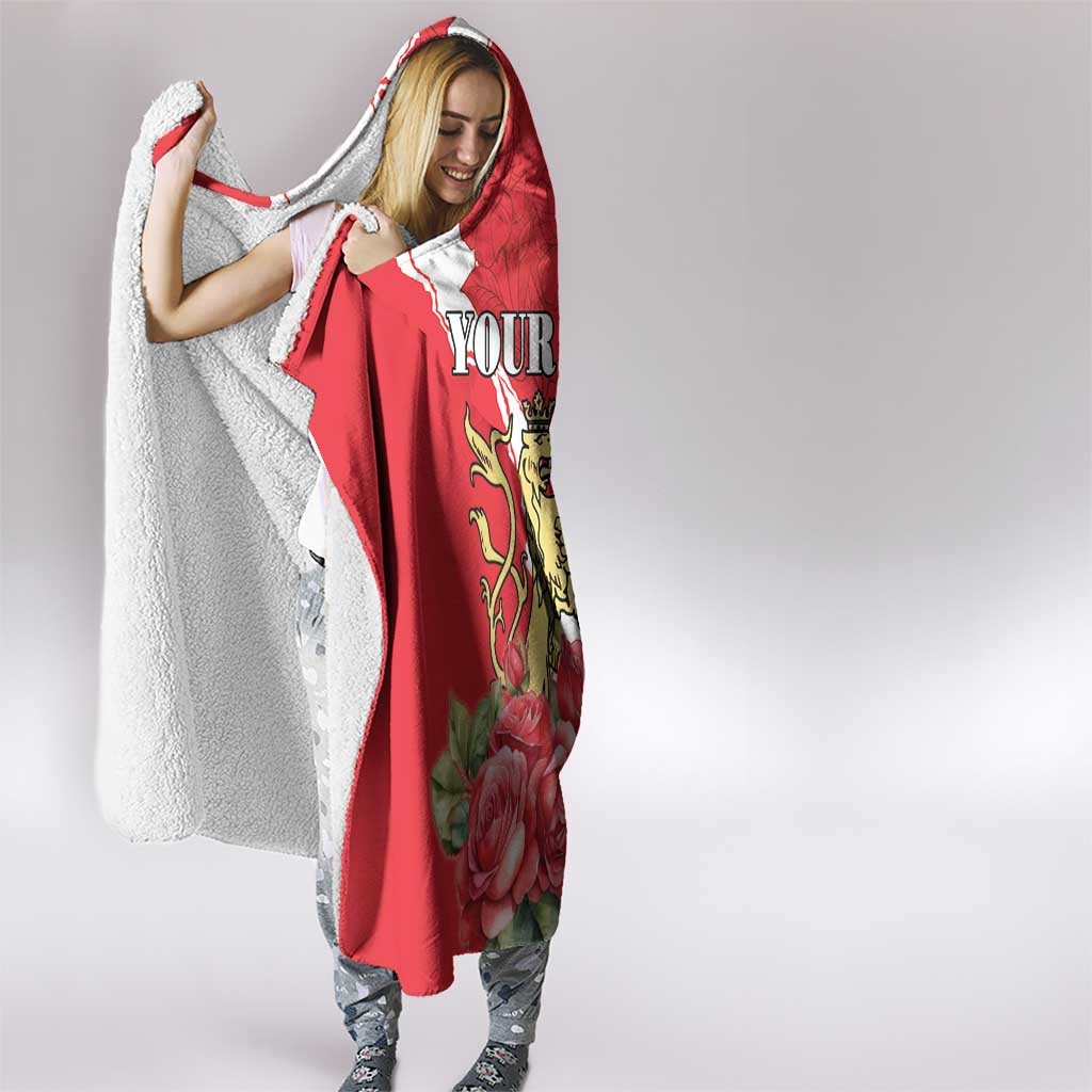 Personalized Luxembourg Goldcrest Regulus Hooded Blanket Red Roses