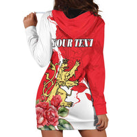 Personalized Luxembourg Goldcrest Regulus Hoodie Dress Red Roses - Wonder Print Shop