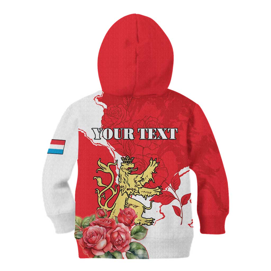 Personalized Luxembourg Goldcrest Regulus Kid Hoodie Red Roses - Wonder Print Shop