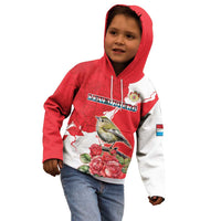 Personalized Luxembourg Goldcrest Regulus Kid Hoodie Red Roses - Wonder Print Shop