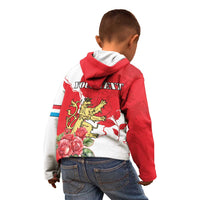 Personalized Luxembourg Goldcrest Regulus Kid Hoodie Red Roses - Wonder Print Shop