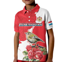 Personalized Luxembourg Goldcrest Regulus Kid Polo Shirt Red Roses - Wonder Print Shop