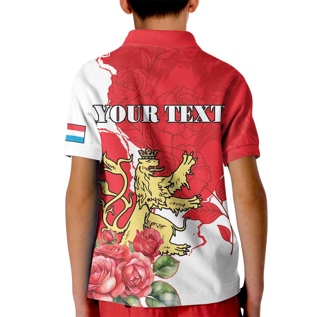 Personalized Luxembourg Goldcrest Regulus Kid Polo Shirt Red Roses - Wonder Print Shop