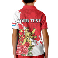 Personalized Luxembourg Goldcrest Regulus Kid Polo Shirt Red Roses - Wonder Print Shop