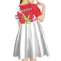 Personalized Luxembourg Goldcrest Regulus Kid Short Sleeve Dress Red Roses - Wonder Print Shop