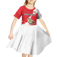 Personalized Luxembourg Goldcrest Regulus Kid Short Sleeve Dress Red Roses - Wonder Print Shop