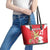 Personalized Luxembourg Goldcrest Regulus Leather Tote Bag Red Roses - Wonder Print Shop