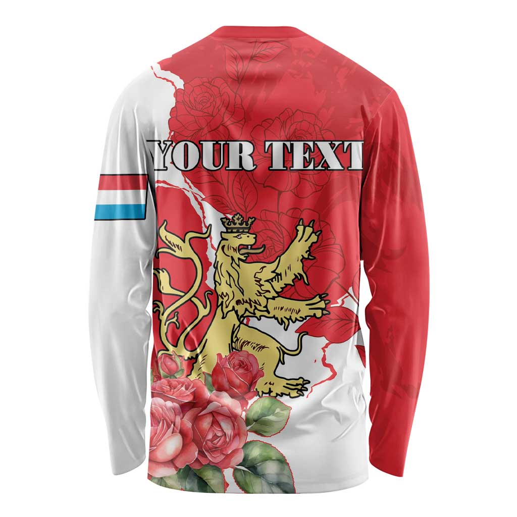 Personalized Luxembourg Goldcrest Regulus Long Sleeve Shirt Red Roses - Wonder Print Shop