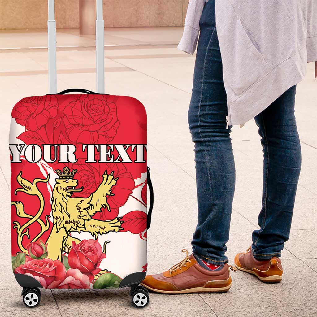 Personalized Luxembourg Goldcrest Regulus Luggage Cover Red Roses - Wonder Print Shop