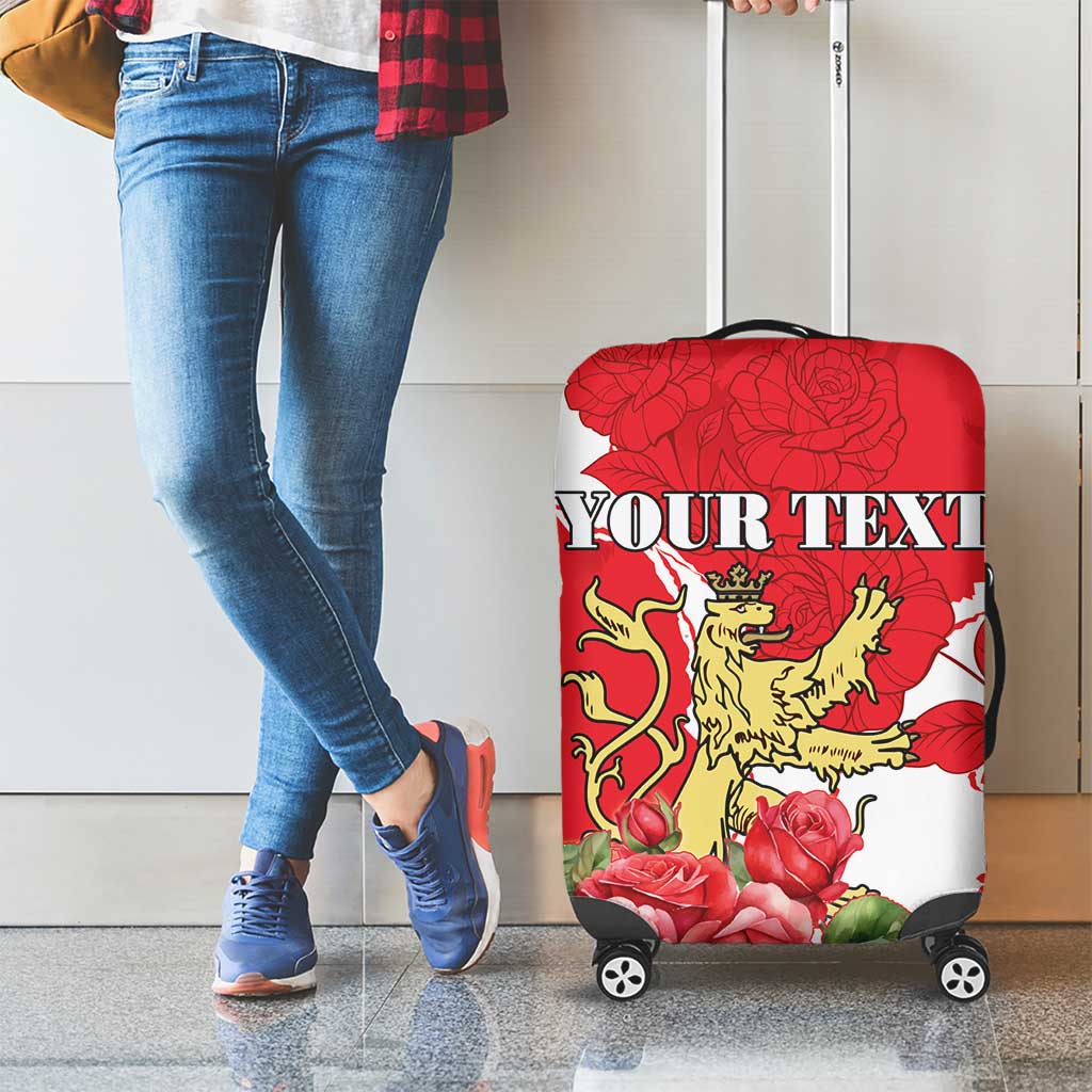 Personalized Luxembourg Goldcrest Regulus Luggage Cover Red Roses - Wonder Print Shop