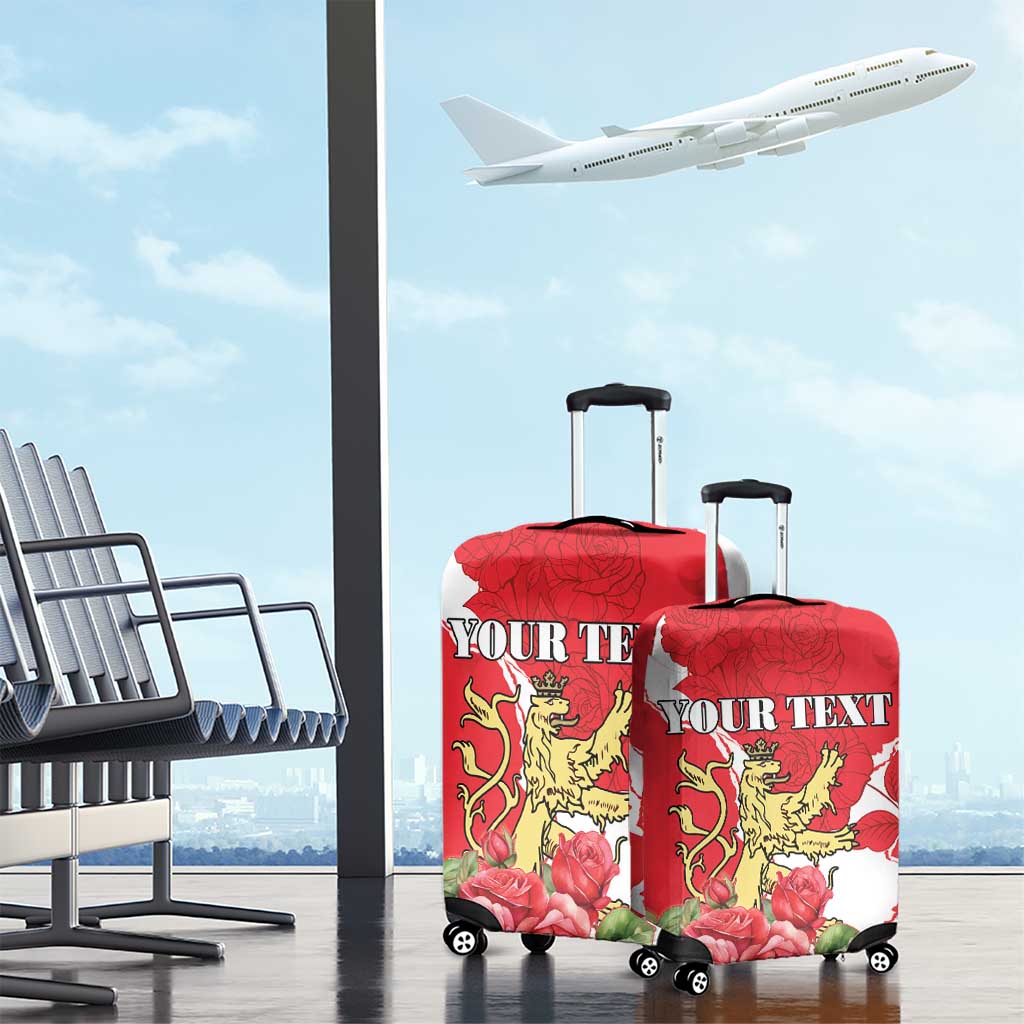 Personalized Luxembourg Goldcrest Regulus Luggage Cover Red Roses - Wonder Print Shop