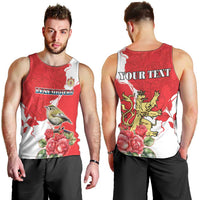 Personalized Luxembourg Goldcrest Regulus Men Tank Top Red Roses - Wonder Print Shop
