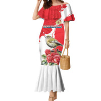 Personalized Luxembourg Goldcrest Regulus Mermaid Dress Red Roses - Wonder Print Shop