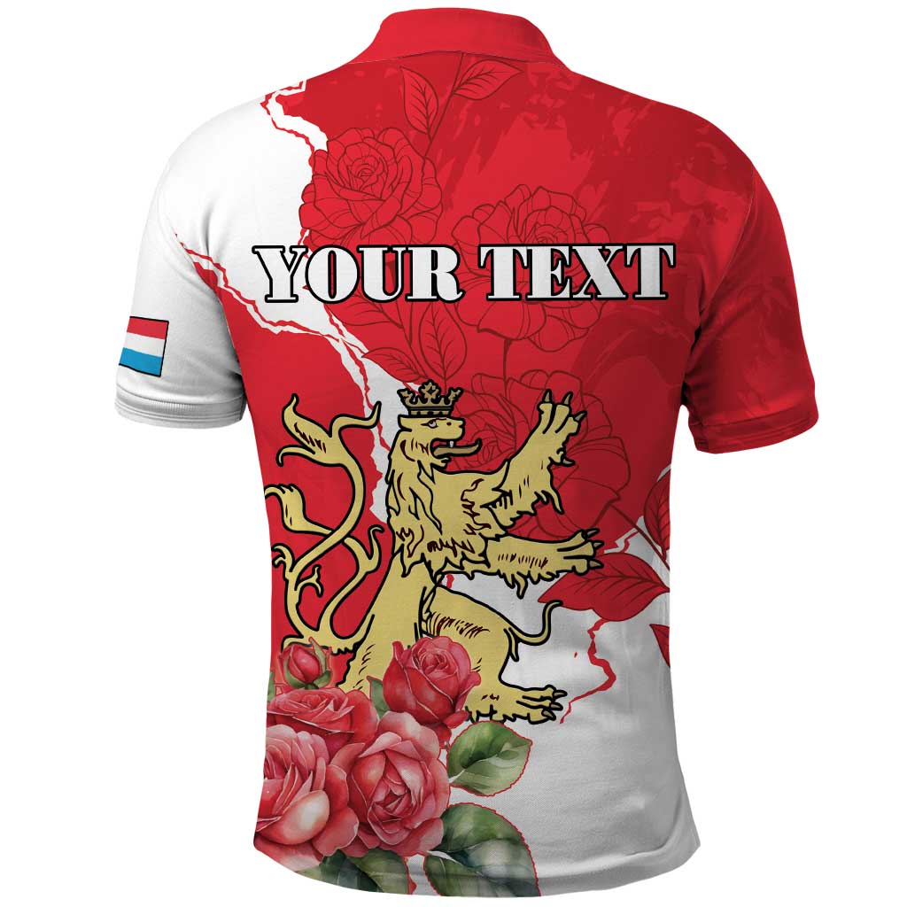 Personalized Luxembourg Goldcrest Regulus Polo Shirt Red Roses - Wonder Print Shop
