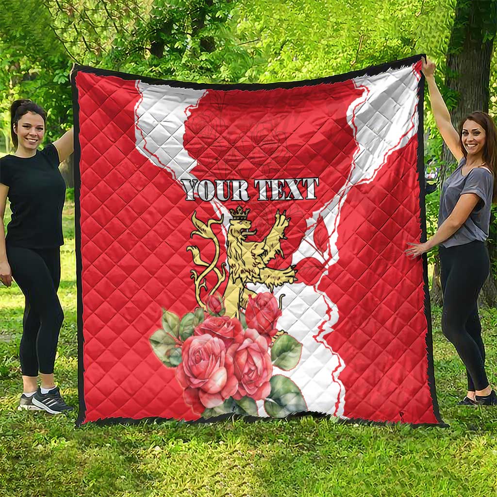 Personalized Luxembourg Goldcrest Regulus Quilt Red Roses - Wonder Print Shop