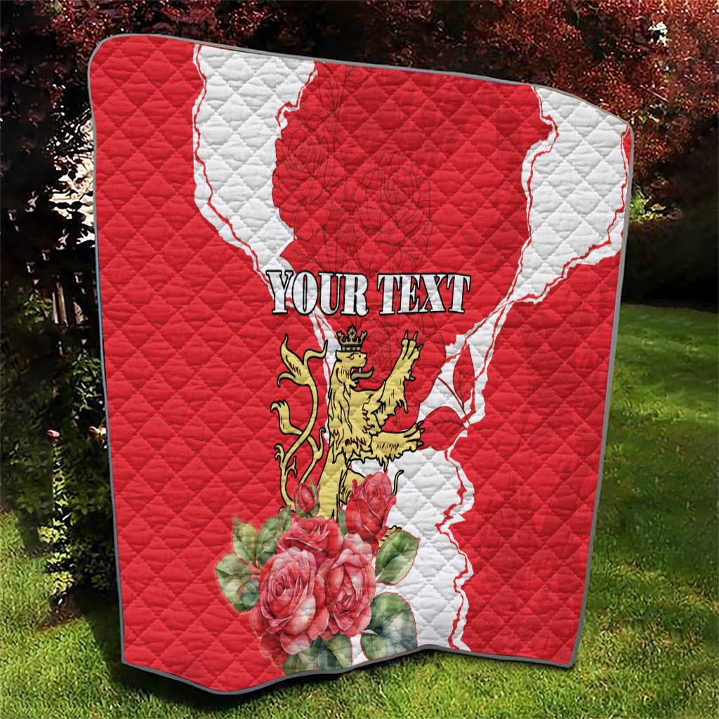 Personalized Luxembourg Goldcrest Regulus Quilt Red Roses - Wonder Print Shop